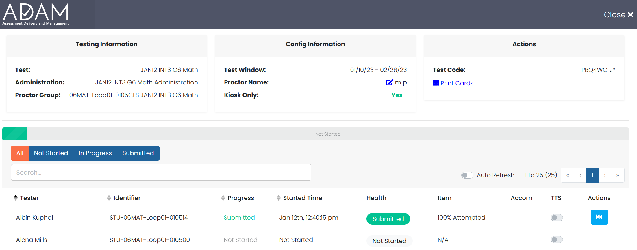Proctoring a TestNav Test ADAM Assessments Support